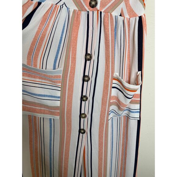 NWT Striped Midi Dress Stilletto's Orange Blue Cream Sz Medium - Picture 5 of 11